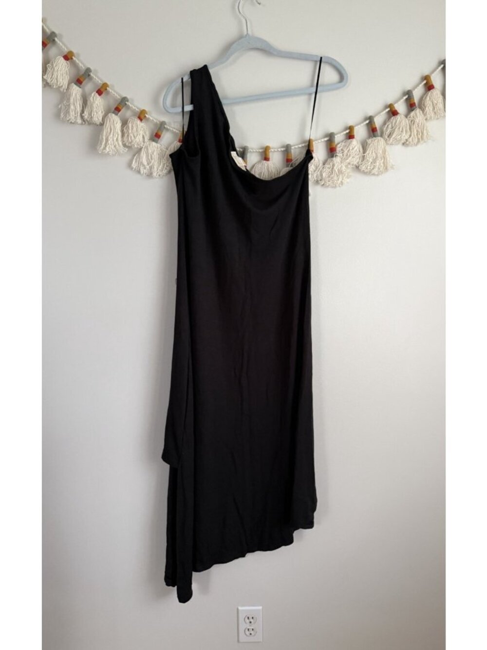 Michael Kors Black Jersey One Shoulder Asymmetric Flowy Midi Dress Minimalist L - Picture 2 of 8